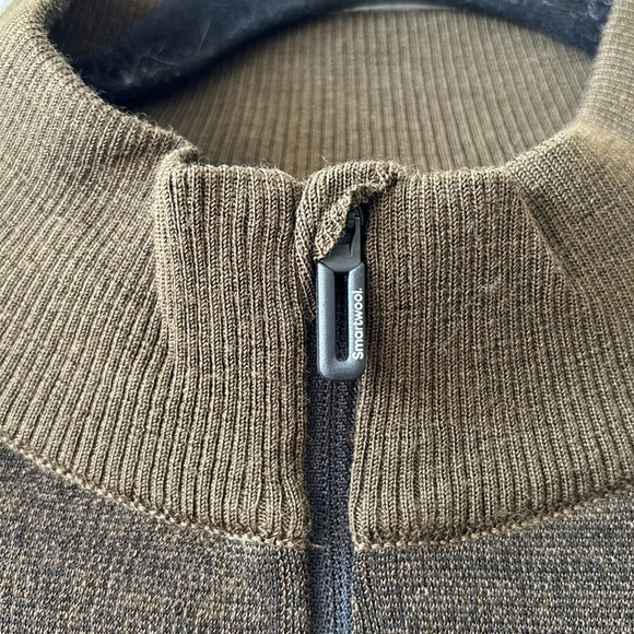 Smartwool Intraknit Merino Wool Military Olive Green Quarter Zip Sweater Top S - Picture 12 of 13